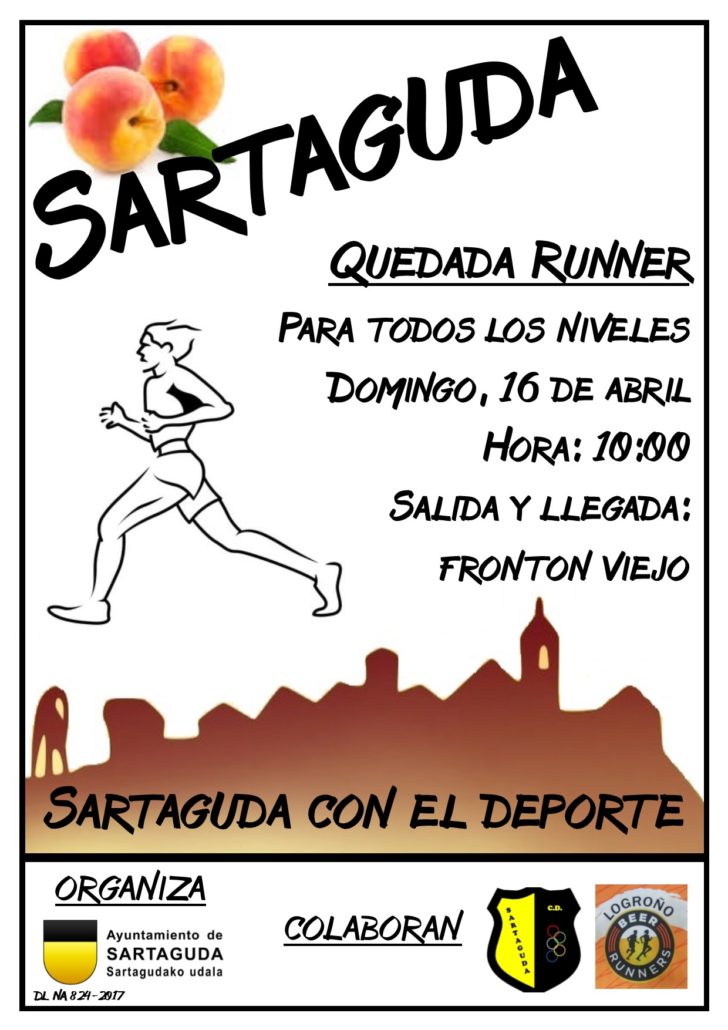 Sartaguda, quedada runner, para todos los niveles domingo, 16 de abril, hora: 10:00, salida y llegada: frontón viejo.