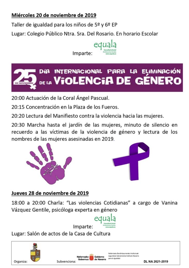 Descubre los actos del 20 y 21 de noviembre contra la violencia de género