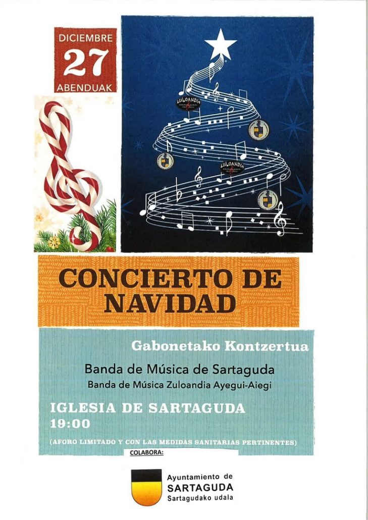No te pierdas el concierto de Navidad de la banda de música de Sartaguda en la iglesia el 27 de diciembre.