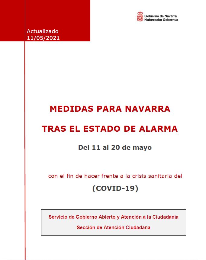 Medidas para Navarra tras el estado de alarma del 11 al 20 de mayo con el fin de hacer frente al Covid-19.