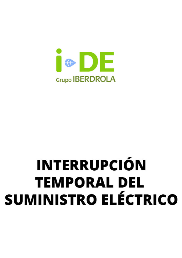 El suministro eléctrico estará interrumpido desde 09:00 del 01/07/2021 hasta 11:00 del 01/07/2021