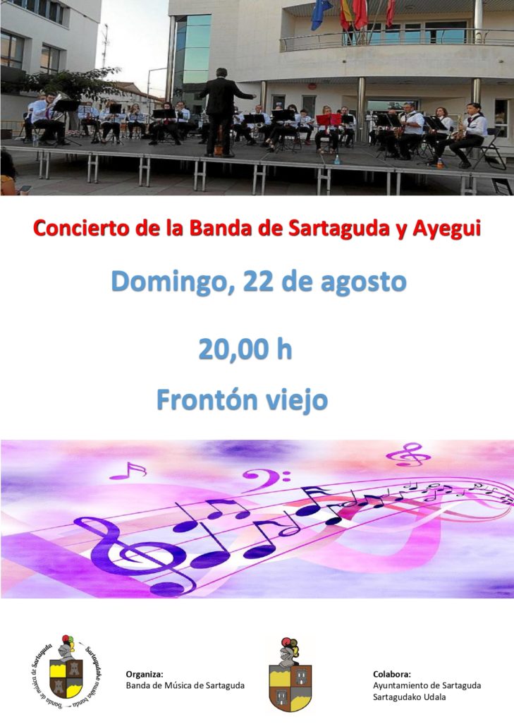 No te pierdas el domingo 22 de agosto el concierto de la Banda de Sartaguda y Ayegui en el Frontón Viejo