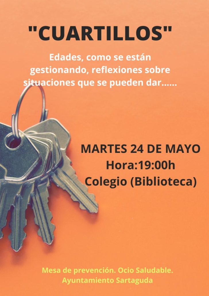 CUARTILLOS, Mesa de prevención. Martes 24 de Mayo a las 19:00 horas en Colegio (Biblioteca).