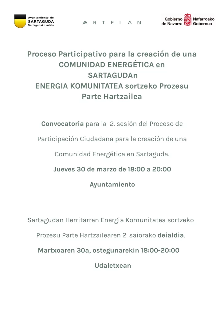 Convocatoria 2. sesión Comunidad Energética Sartaguda img