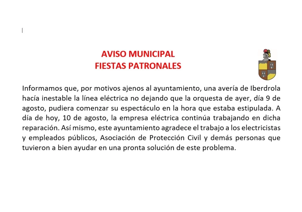 Aviso Municipal fallo electrico img