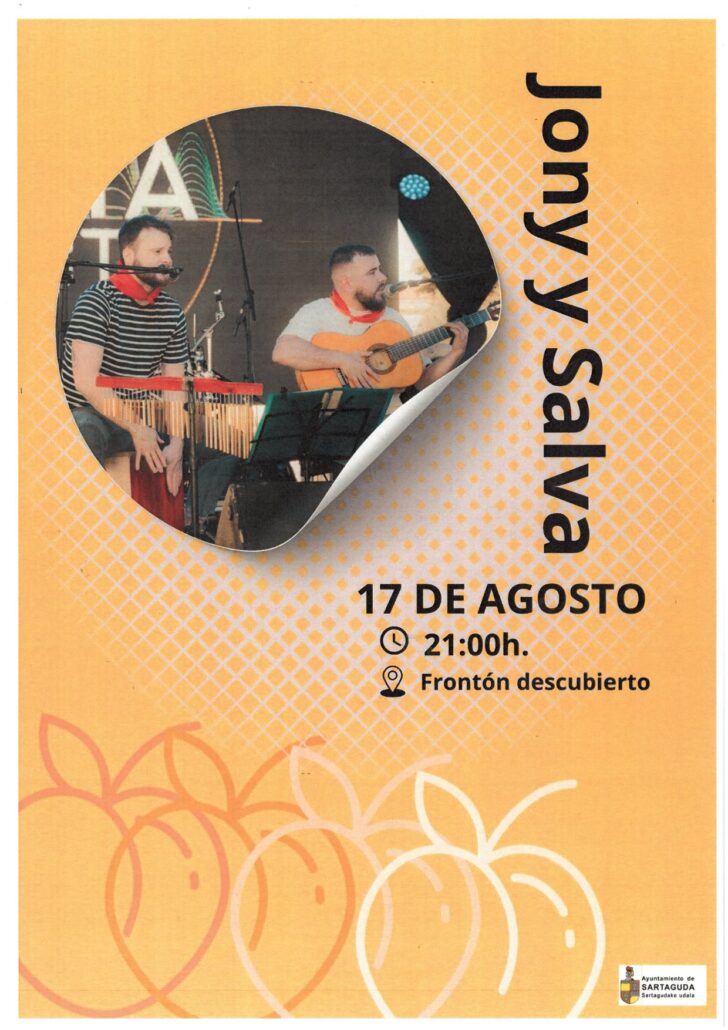 🎤 El 17 de agosto a las 21:00, JONY & SALVA pondrán ritmo a la Feria del Melocotón 2025 en Sartaguda. ¡Una noche llena de música y diversión!