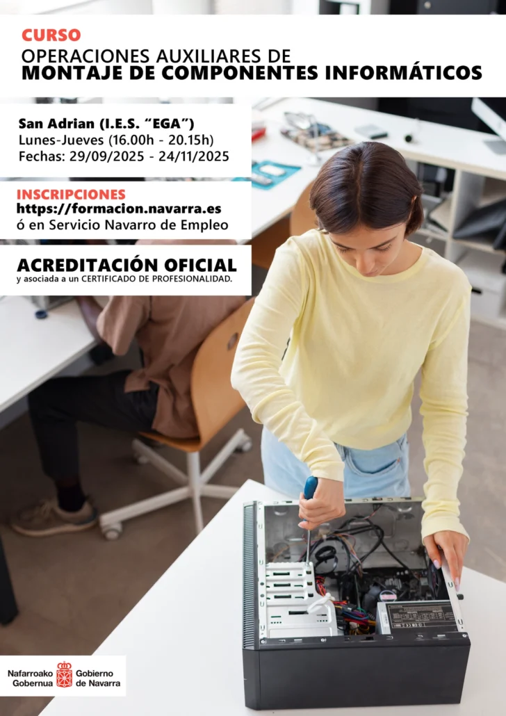 Ya está abierto el plazo de inscripción para el curso Operaciones Auxiliares de Montaje de Componentes Informáticos
