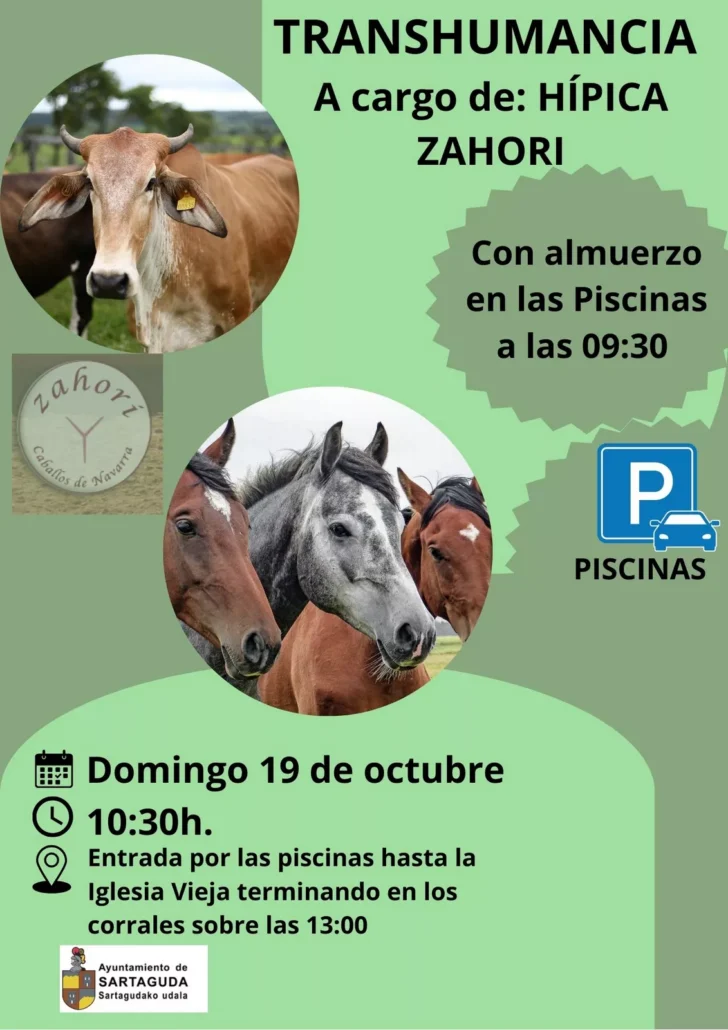 El próximo domingo 19 de octubre se celebrará en Sartaguda la tradicional actividad de Transhumancia, organizada por Hípica Zahorí.