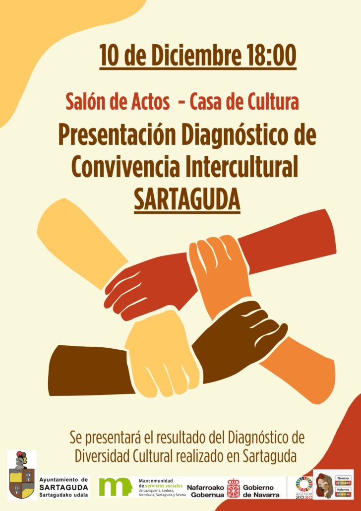 El próximo 10 de diciembre a las 18:00 horas, en el Salón de Actos de la Casa de Cultura, se presentará públicamente el Diagnóstico de Convivencia Intercultural de Sartaguda.