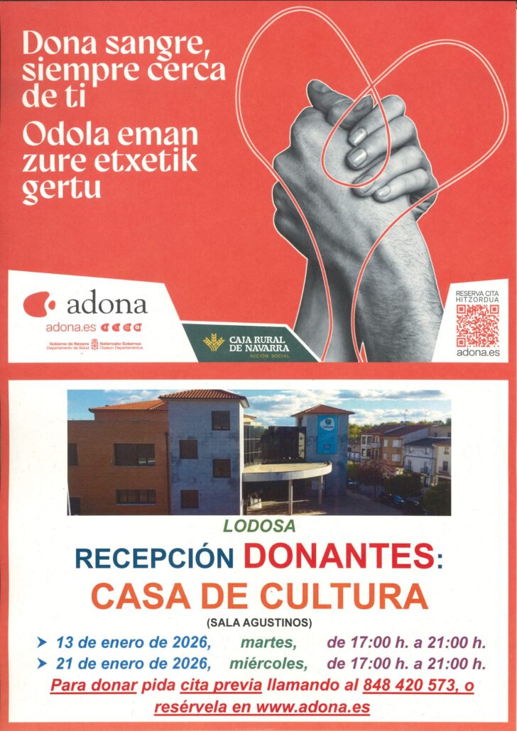 Dona sangre en Lodosa y ayuda a salvar vidas con un pequeño gesto solidario, fácil y cercano.
