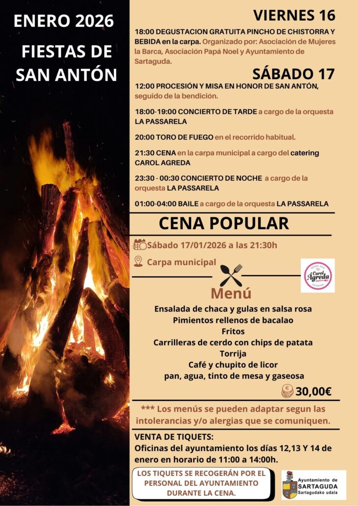 El municipio celebrará las tradicionales Fiestas de San Antón durante el mes de enero de 2026 con un completo programa de actividades para todos los públicos.