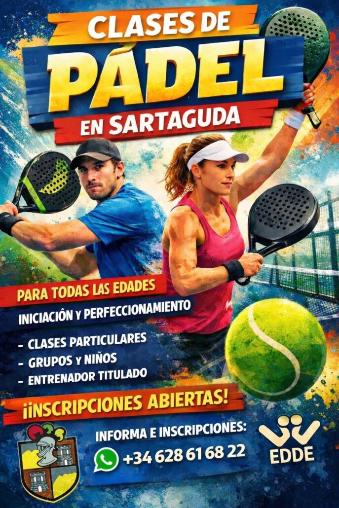Ofrecemos clases de pádel en Sartaguda para todas las edades y niveles, impartidas por entrenador titulado. Un programa pensado tanto para quienes se inician en este deporte como para jugadores que buscan perfeccionar su técnica y mejorar su rendimiento en pista.