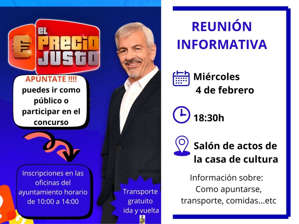 Se convoca una reunión informativa dirigida a todas las personas interesadas en asistir como público o participar como concursantes en el programa El Precio Justo.