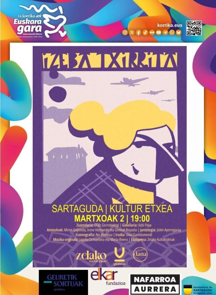 El próximo 2 de marzo, a las 19:00 horas, el Kultur Etxea de Sartaguda acogerá la representación teatral.