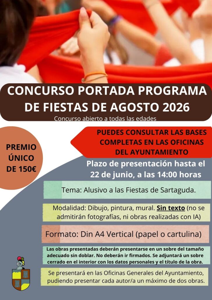 Sartaguda convoca el concurso para elegir la portada del programa de fiestas de agosto 2026. El plazo de presentación finaliza el 22 de junio a las 14:00 h.