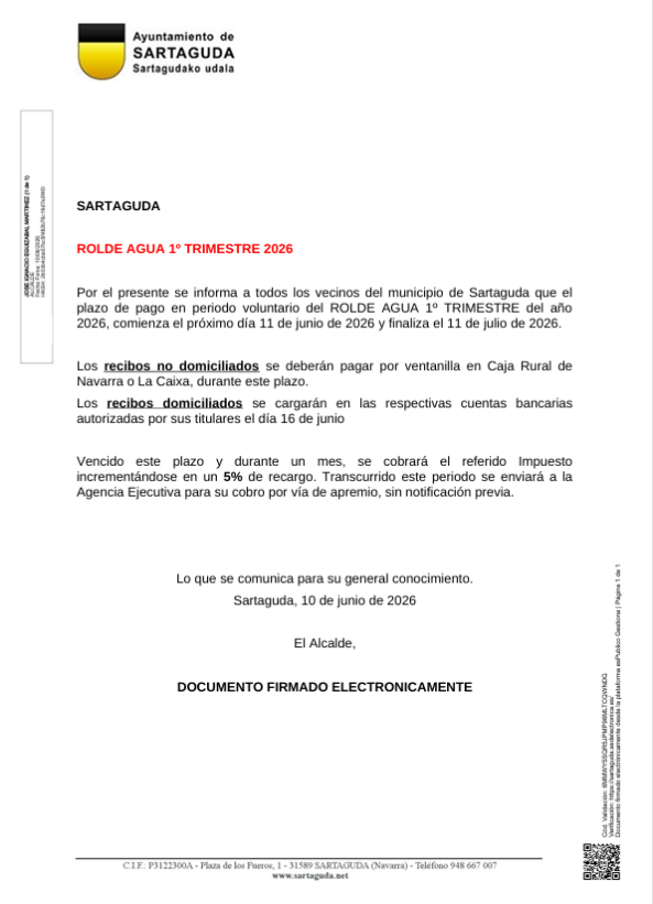 Rolde Agua 1º Timestre 2026 Rolde Agua 1º Timestre 2026