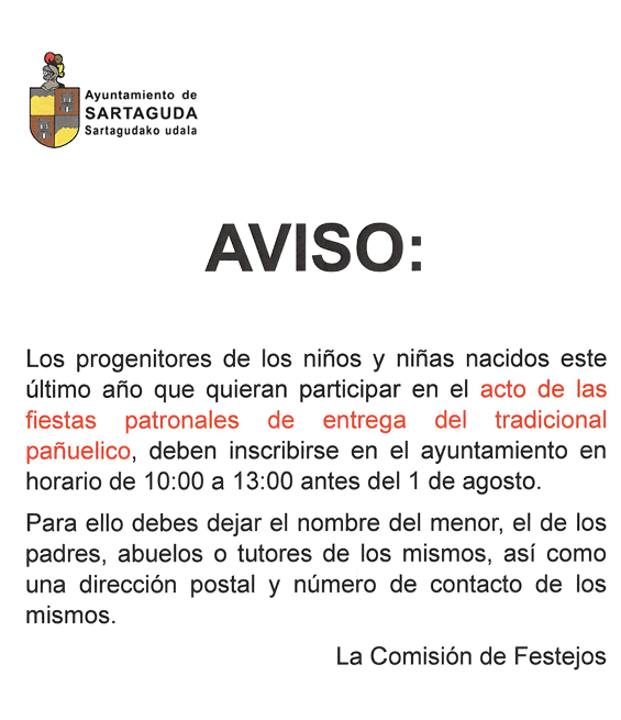 Aviso Sartaguda