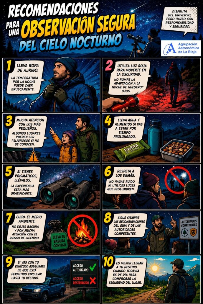 Disfrutar del cielo nocturno es una experiencia única, pero es importante hacerlo con responsabilidad y seguridad.