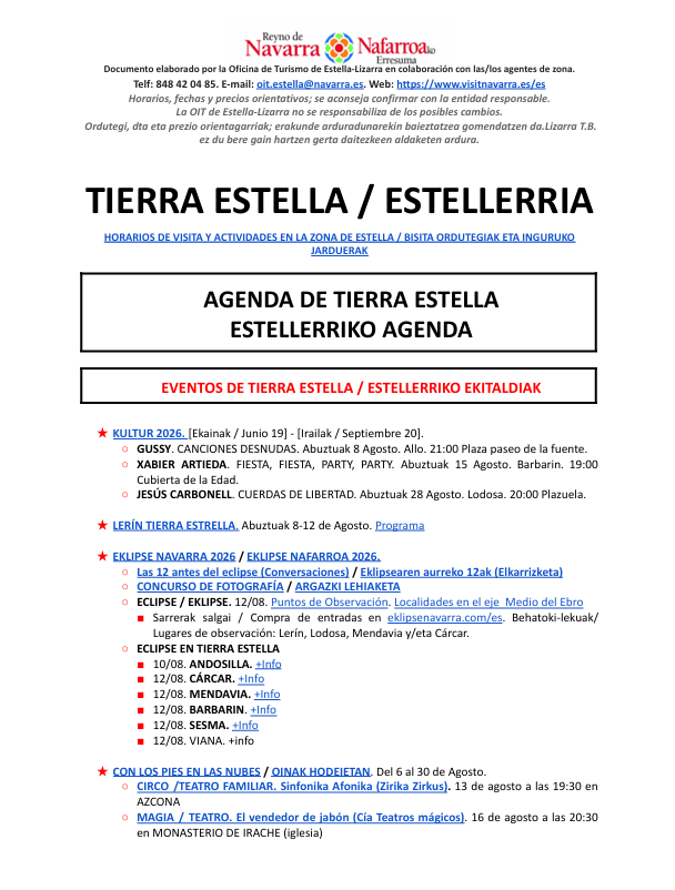 Actividades Estellerria