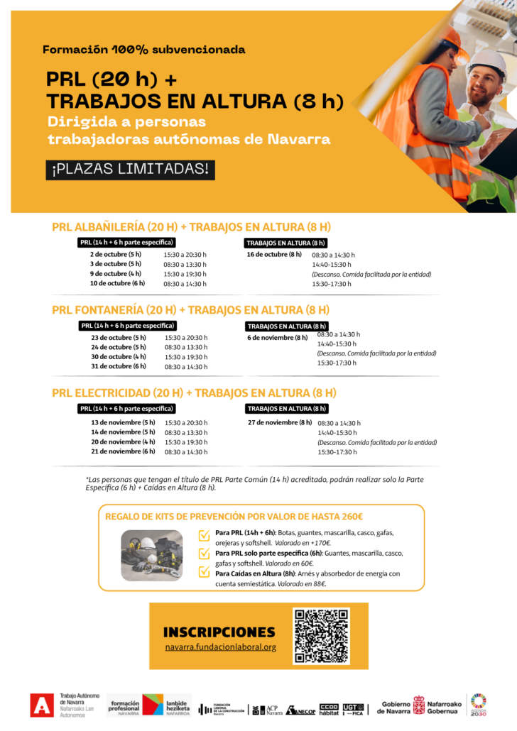 Se pone en marcha una nueva oferta de formación 100 % subvencionada dirigida a personas trabajadoras autónomas de Navarra.