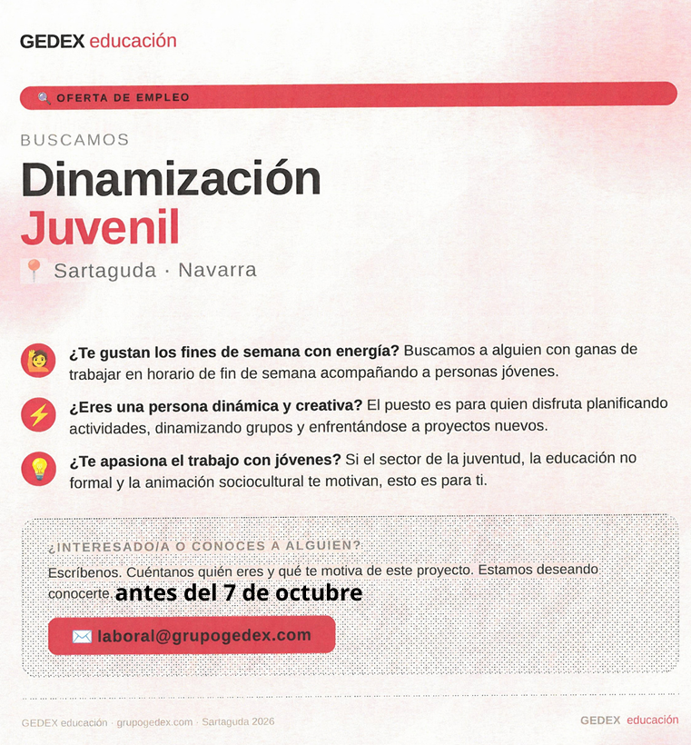 Oferta de empleo dinamizacion Oferta de empleo dinamizacion
