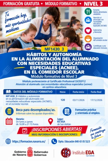 11 Cartel MF1430_3 Hábitos y autonomía en la alimentación del ACNEE en el comedor escolar 11 Cartel MF1430_3 Hábitos y autonomía en la alimentación del ACNEE en el comedor escolar